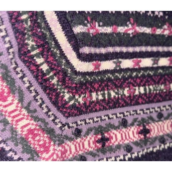 VTG Northern Reflections Women's Sweater Cardigan Floral Wool Blend Sz L Purple - Picture 6 of 7